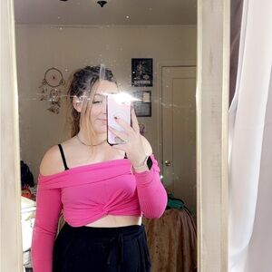 Trendy Pink Off-Shoulder Top